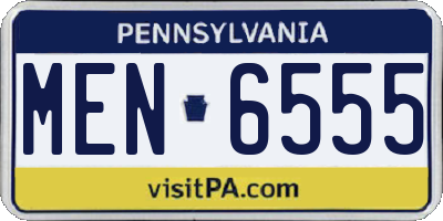 PA license plate MEN6555
