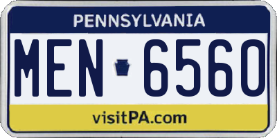 PA license plate MEN6560