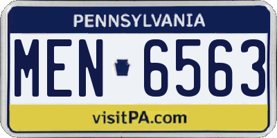 PA license plate MEN6563