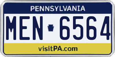 PA license plate MEN6564