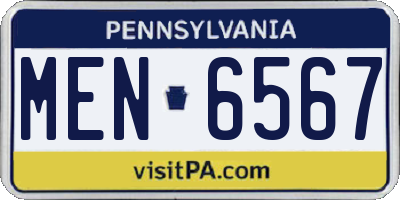 PA license plate MEN6567