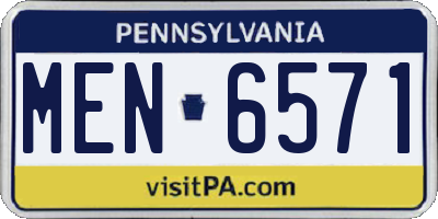 PA license plate MEN6571