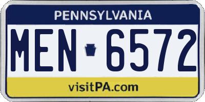 PA license plate MEN6572