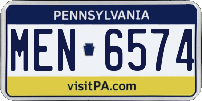 PA license plate MEN6574