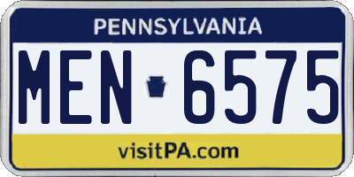 PA license plate MEN6575