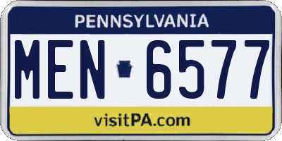PA license plate MEN6577