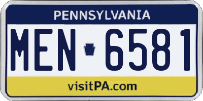 PA license plate MEN6581