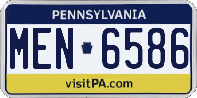 PA license plate MEN6586