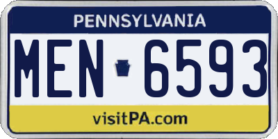 PA license plate MEN6593