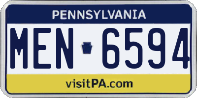 PA license plate MEN6594