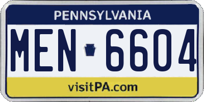 PA license plate MEN6604