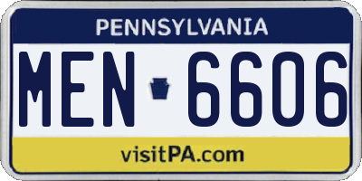 PA license plate MEN6606