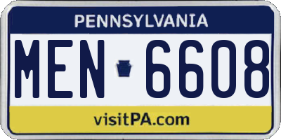 PA license plate MEN6608