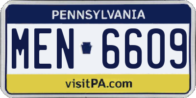 PA license plate MEN6609