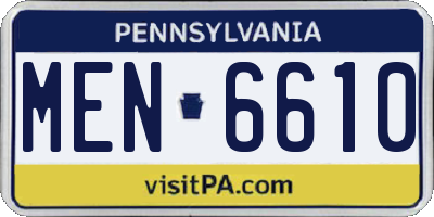 PA license plate MEN6610