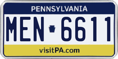 PA license plate MEN6611