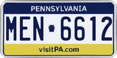 PA license plate MEN6612