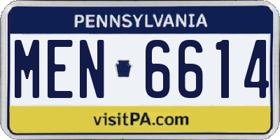 PA license plate MEN6614