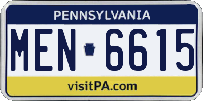 PA license plate MEN6615