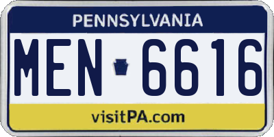 PA license plate MEN6616