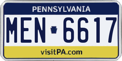 PA license plate MEN6617