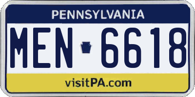PA license plate MEN6618