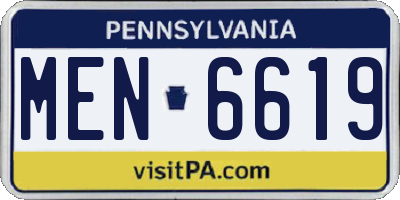 PA license plate MEN6619