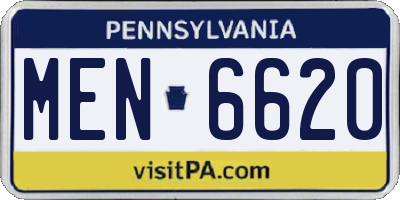 PA license plate MEN6620