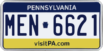 PA license plate MEN6621