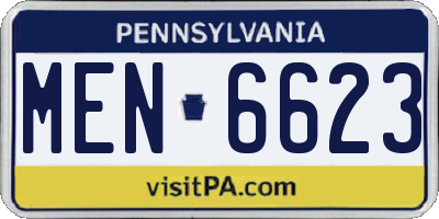 PA license plate MEN6623