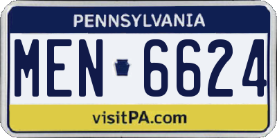 PA license plate MEN6624