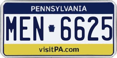 PA license plate MEN6625