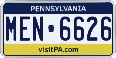 PA license plate MEN6626