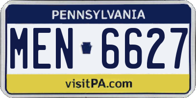 PA license plate MEN6627