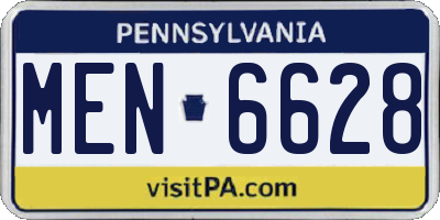 PA license plate MEN6628