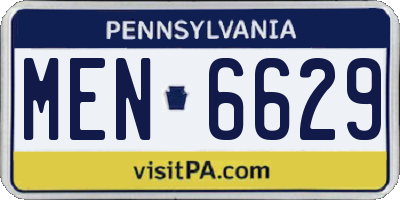 PA license plate MEN6629