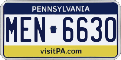 PA license plate MEN6630