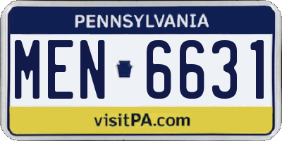 PA license plate MEN6631