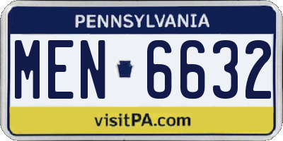 PA license plate MEN6632