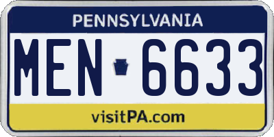PA license plate MEN6633