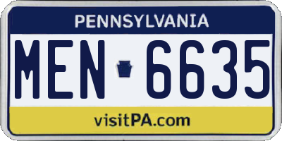 PA license plate MEN6635