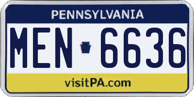 PA license plate MEN6636