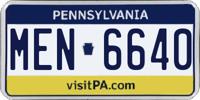 PA license plate MEN6640