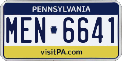 PA license plate MEN6641
