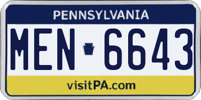 PA license plate MEN6643
