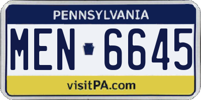 PA license plate MEN6645