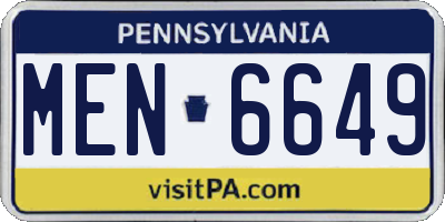 PA license plate MEN6649