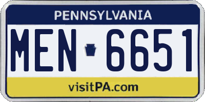 PA license plate MEN6651