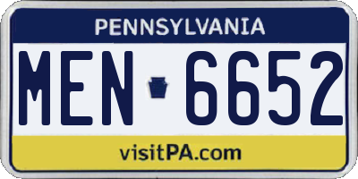PA license plate MEN6652