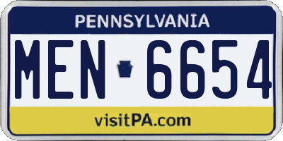 PA license plate MEN6654
